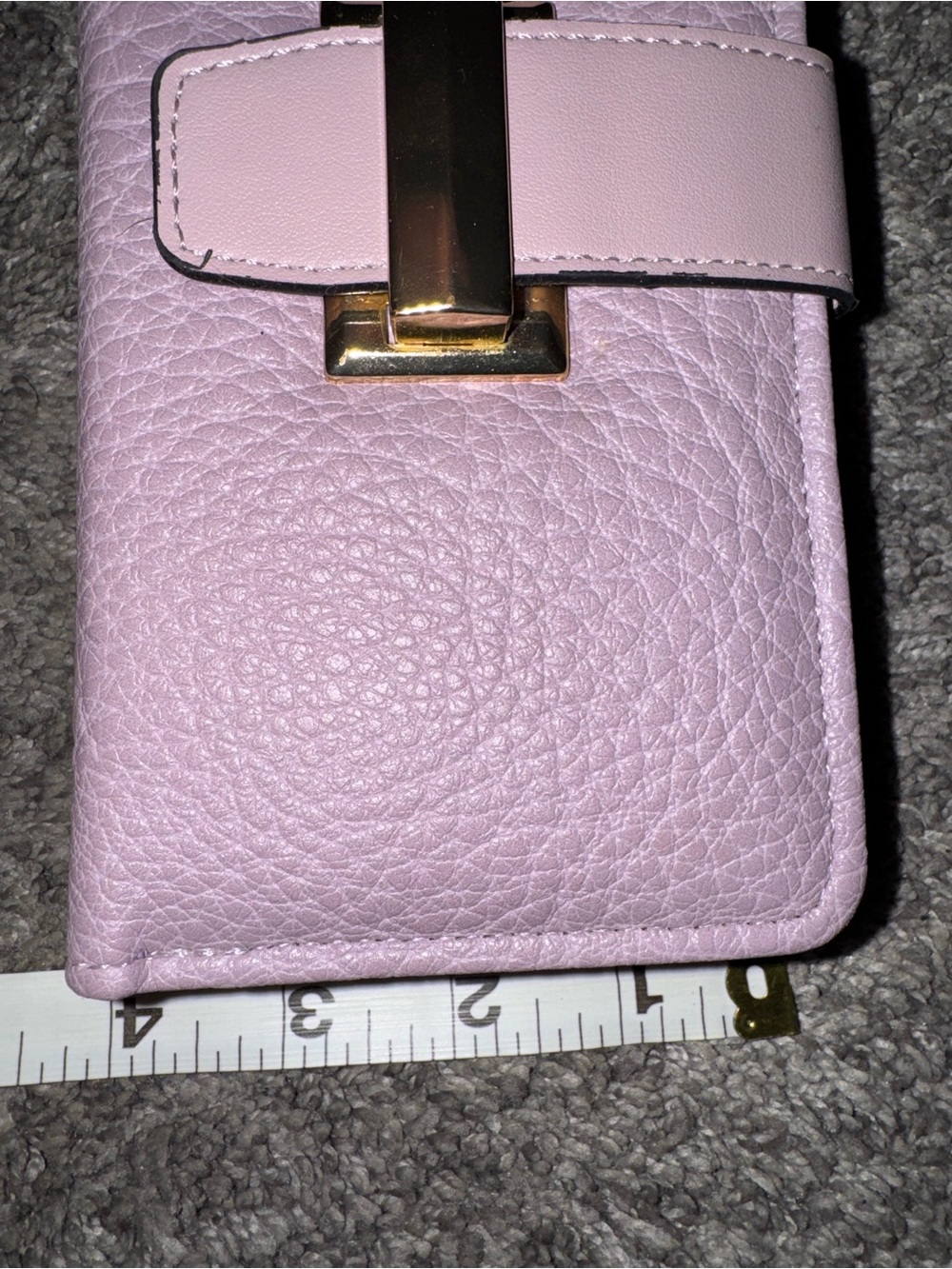 Blush Pink/Violet Vegan Leather Zip Wallet with Gold Hardware - Picture 8 of 9